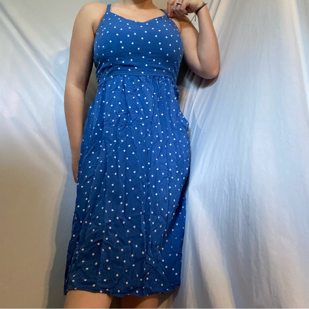 Old Navy Blue with White Polka Dots Cami Dress Size Large